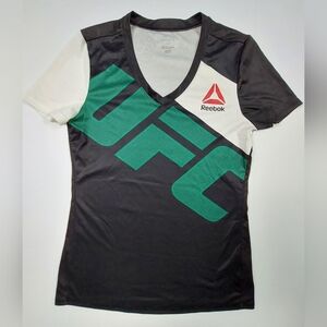 Reebok UFC Shirt Womens Size Medium Black White Green UFC Print Polyester